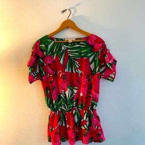 Michael Kors peplum blouse, floral print, sz. 6
